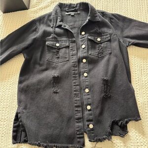 HYFVE Black Denim Button-Up Jacket